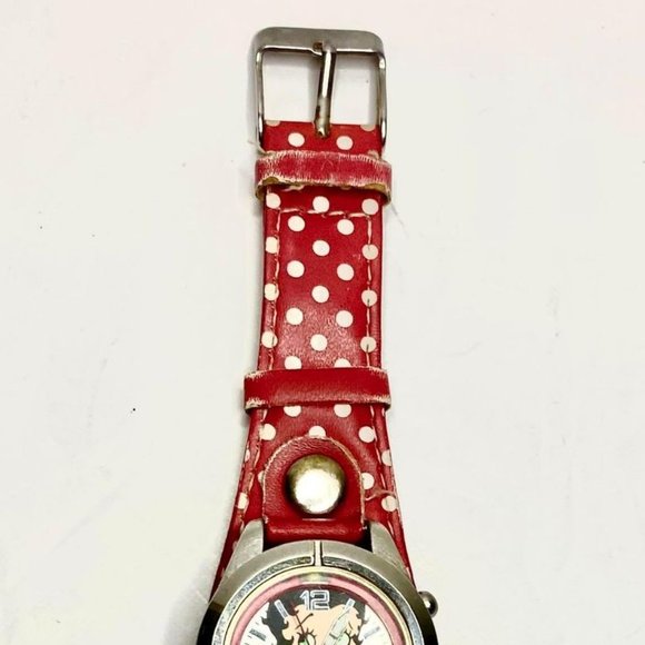 Ladies Vintage Betty Boop Silver Tone Polka Dot Watch - Picture 3 of 4